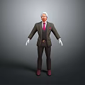 Man In Brown Suit With White Hair Red Tie Waistcoat White Gloves And Red Shoes
