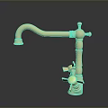 Elegant Golden Faucet With Curved Spout Decorative Knob And Pearl Accent