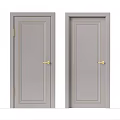 Modern Gray Hinged Doors With Golden Trim And Elegant Door Handles