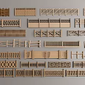 Various Decorative Fence Designs With Geometric Patterns And Wooden Structures 3d model