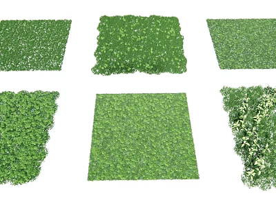 Various Green Plant Mats With Different Lush Grass And Floral Designs 3d model