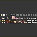 Various Colorful Food Items Arranged in a Row with Different Shapes and Sizes