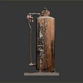 Old Vintage Rusty Fire Extinguisher Placed on Transparent Acrylic Base