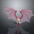 3D Render Red And White Bat Game Movie Character With Transparent Skeletal Wings