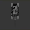 Military Tank 3D Model With Detailed Armored Hull Long Cannon And Six Wheels