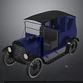 Vintage Blue Open Top Car With Black Roof Classic Design And Retro Style