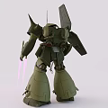 Green Armored Mecha Model With Spear Missile Launchers Standing Pose And Detailed Components