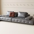 Modern Multiplayer Sofa Leather Sofa Word Sofa Side Corner Table 3d model