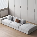 Light Gray Multi person Sofa With Decorative Pillows In Modern Living Room Wooden Floor