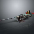 Rustic Green Heavy Machine Gun With Long Barrel Ammunition Belt Mount And Mechanical Structure