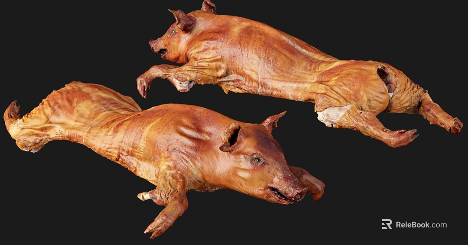 Delicious Whole Roast Suckling Pig With Crispy Golden Skin Perfectly Cooked 3d model 