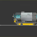 Industrial Machinery With Track Control Panel Yellow Base Silver Body And Blue Panels