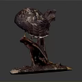 Eagle Sculpture Perched on Tree Stump With Detailed Artistic Design and Realistic Appearance 3d model