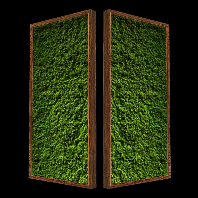 Lush Green Living Plant Wall With Wooden Frame For Indoor Decoration 3d model