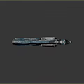 Teal Metallic Pistol With Weathered Finish Featuring Silver Cylinder Black Grip And Structured Design Elements