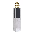 Chinese Style Golden Pagoda Decorative Ornament Set with Multi Tiered Structure and Exquisite Carvings
