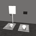 Modern Squat Toilets With White Water Tank Black Switch Panel On Gray Wall And Floor