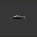 Vintage Green Convertible Car Parked On Damaged Gray Mat Surface