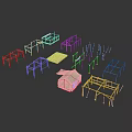 Various Shapes of Furniture Frames Arranged with Small House Like Structure in Initial Production Stage