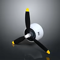 Black Propeller With Yellow Tips And White Cylindrical Motor Assembly 3d model