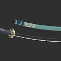 Traditional Japanese Katana With Blue Scabbard Golden Dragon Patterns And Sharp Blade