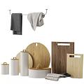 Kitchen Decorative Accessories Set With Wooden Cutting Boards Juicer And Towels