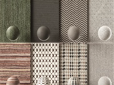 Various Textured Patterns With Decorative Spheres On Different Background Surfaces 3d model