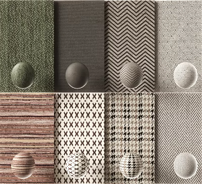 Various Textured Patterns With Decorative Spheres On Different Background Surfaces 3d model