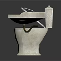 White Bathroom Toilet With Open Lid And Wall Mounted Sink Fixture