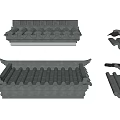 Traditional Chinese Architectural Roof Components With Curved Tiles And Decorative Eaves