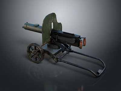 Vintage Military Cannon Weapon With Metal Barrel And Wooden Wheels Design 3d model