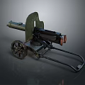 Vintage Military Cannon Weapon With Metal Barrel And Wooden Wheels Design