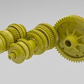 Industrial Equipment Mechanical Components with Yellow Intermeshing Gear Sets and Multiple Gears