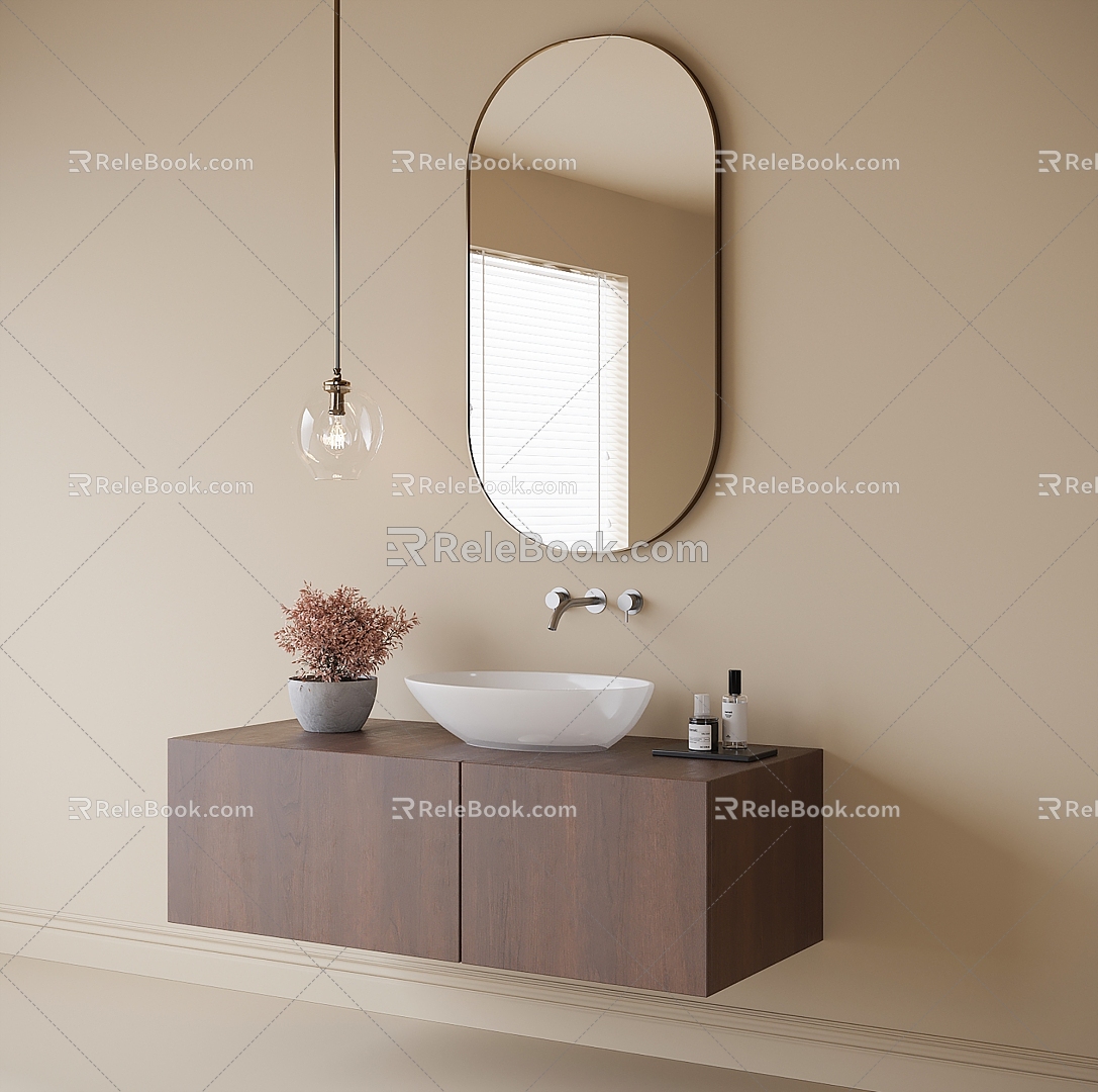 Modern Hanging Bathroom Cabinet Bathroom Cabinet Washbasin 3d model