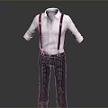 Stylish White Shirt With Brown Suspenders And Striped Trousers Fashion Outfit