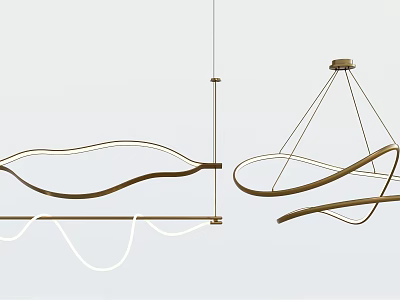 Modern Pendant Lights With Curved Metallic Lines And Sleek Hanging Design 3d model