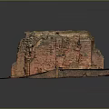 Ancient Ruins Model with Stone Arch Green Grass and Red Ground