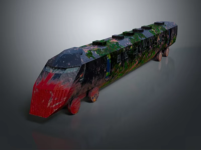 Unique Modern Train Model Featuring Red Front And Green Decorative Body Design 3d model