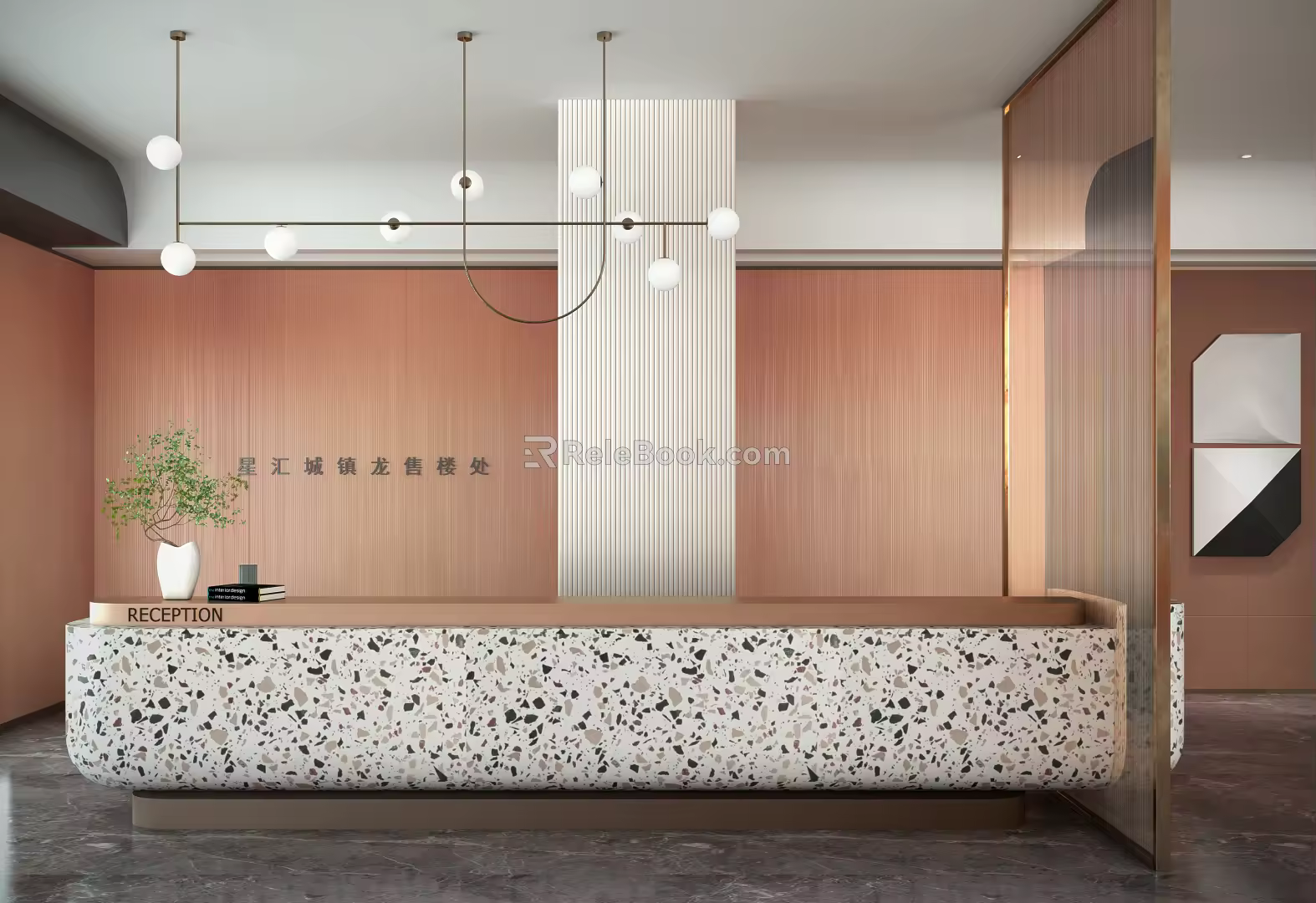 Modern reception desk Sales office Front desk 3d model
