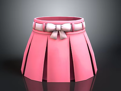 Pink Skirt Shaped Daily Life Product With Bow Belt And Pleated Design 3d model