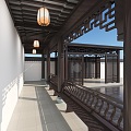 veranda corridor pavilion chinese veranda new chinese verandah new chinese verandah new chinese pavilion su verandah chinese new chinese su-style courtyard verandah courtyard 3d model