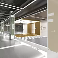 Modern Parking Lot Entrance With Clear Floor Arrows And Number Markings