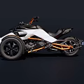 White And Orange Three Wheeled Motorcycle With Modern Design Sleek Body And Black Seat