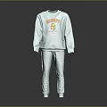 Light Blue Casual Long Sleeve Sweatshirt And Sweatpants Set With THE SPOT Graphic