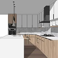 Modern Kitchen Interior Featuring Wooden Cabinets Island Countertop And Pendant Lights