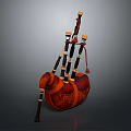 Classic Vintage Handcrafted Leather Bagpipe With Decorative Design And Wooden Pipes