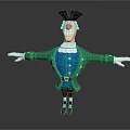 Friendly Cartoon Character Wearing Green Coat Blue Vest And Brown Triangular Hat With Outstretched Arms