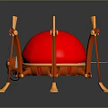 Game Movie Character Red Mechanical Spider With Golden Legs And Blue Accents On Round Body