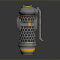 Metallic Weapon With Grid Pattern Yellow Top Silver Handle And Explosive Design 3d model