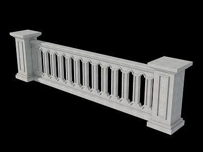 Decorative White Stone Balustrade with Intricate Carved Design on Building Exterior Wall 3d model